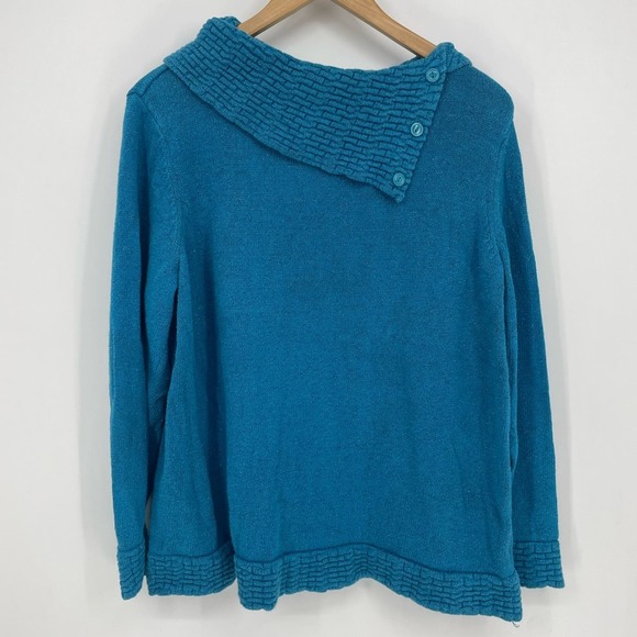 CJ Banks Teal Sparkle Knit Cowl Neck Sweater Size 2X - Picture 1 of 5